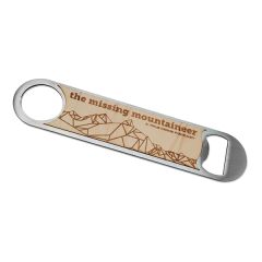 Laser Etched Metal Opener - Maple Or Cherry Wood Imprint