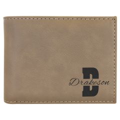 Laserable Leatherette Bi-Fold Wallet W/Flip ID Display