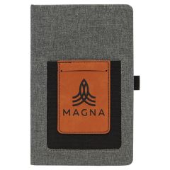Laserable Leatherette Journal With Cell/Card Slot