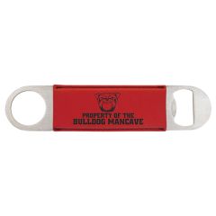 Laserable Red Leatherette Bottle Opener