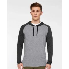 Lat Men's Fine Jersey Hooded Long Sleeve Raglan T-Shirt