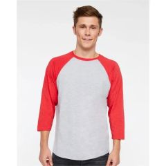 Lat Unisex Baseball Fine Jersey Three-Quarter Sleeve Tee