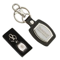 Leather and Brushed Plate Keyring