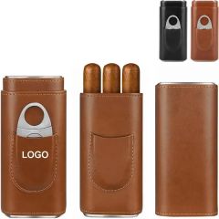 Leather Cigar Case With Cutter