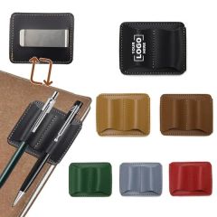 Leather Pen Holder Clip For Notebook Journal Double Slot