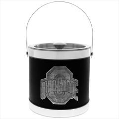 Leatherette Ice Bucket With Metal Medallion