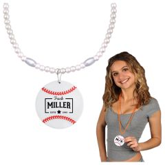 LED Bead Necklace With Baseball Medallion