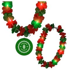 LED Christmas Hawaiian Lei Party Necklace With Medallion