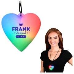 LED Deco Heart Necklace On Black String Lanyard