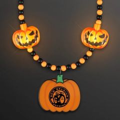 LED Jack O' Lantern Halloween Beads With Pumpkin Medallion