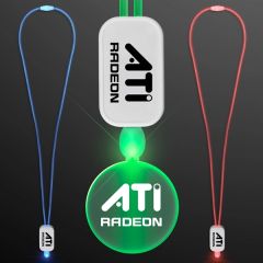 LED Neon Lanyards With Acrylic Circle Pendant
