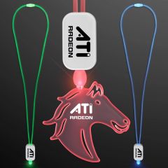 LED Neon Lanyards With Acrylic Horse Pendant