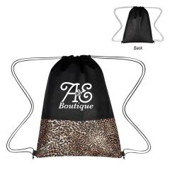 Leopard Print Non-Woven Drawstring Bag