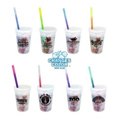 Mood 17 Oz Rainbow Confetti Cup/Straw/Lid Set