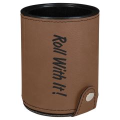 Light Brown Laserable Leatherette Cup With 5 Dice
