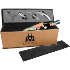 Light Brown Leatherette Single Wine Box W/ Tools