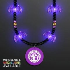 Light Up Bats Halloween Beads Necklace With Medallion