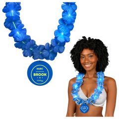 Light Up Blue Lei With Medallion