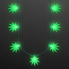 Light Up Cannabis Party Necklace, 7 Leaves