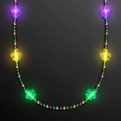 Light Up Fleur De Lis Jewelry, Mardi Gras Beads