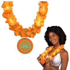 Light Up Orange Lei With Medallion