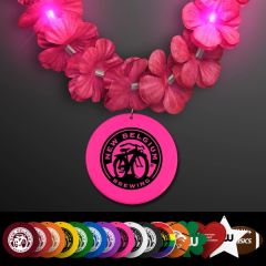 Light Up Pink Lei With Medallion