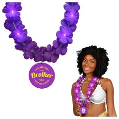 Light Up Purple Lei With Medallion