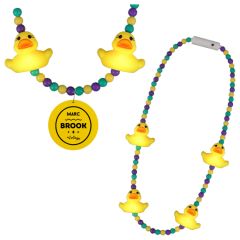 Light Up Rubber Ducky Beads Necklace With Yellow Medallion