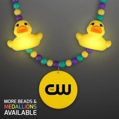 Light Up Rubber Ducky Beads Necklace With Yellow Medallion