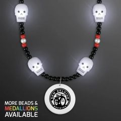Light Up Skulls LED Beads Necklace With Medallion