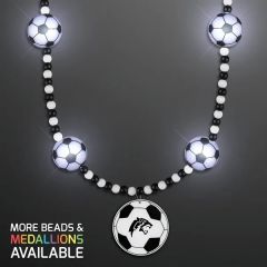 Light Up Soccer Ball Beads Necklace With Medallion
