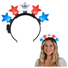 Light Up Stars Headband Red, White & Blue