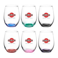Liquid Lunch 15 Oz Stemless Wine Glasses With Color Bottom