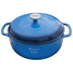 Lodge 6 Qt Blue Enameled Cast Iron Dutch Oven