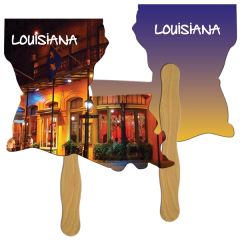 Louisiana State Shape Hand Fan Full Color 2 Sides