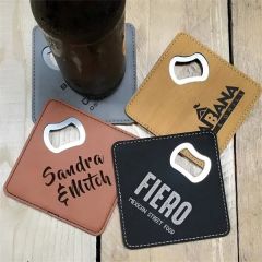 Luxebar Leatherette Coaster & Opener Combo