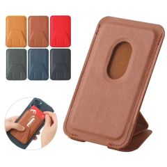Magnetic Card Holder Leather Wallet Phone Stand