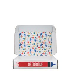 Mailing Box, B-Flute 14 Inch X 10 Inch X 3 Inch - White - E - 420 Sq In