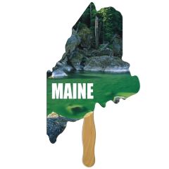 Maine State Digital Econo Stock Shaped Fan W/ Wooden Stick