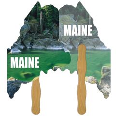 Maine State Shape Hand Fan Full Color 2 Sides