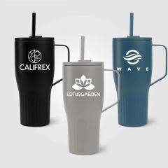 Majesty Recycled Stainless Steel Straw Tumbler - Silkscreen