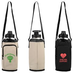 Malmo Recycled Pu Zipper Pocket Bottle Bag - Silkscreen