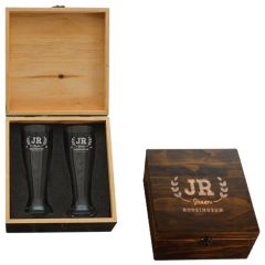 Manhattan 2-Piece Pilsner Glass Set In Engraved Box