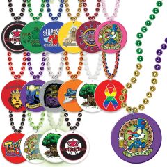 Mardi Gras Beads With Decal On Medallion