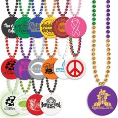 Mardi Gras Beads With Imprinted Medallion