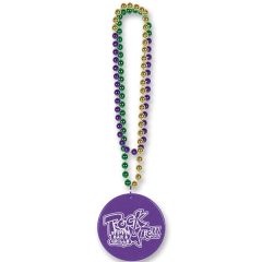 Mardi Gras Beads With Imprinted Medallion
