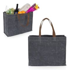Market Waxed Canvas Tote With Leatherette Handles