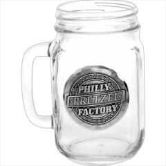 Mason Jar Mug With Metal Medallion