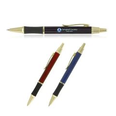Matrix Grip Pen W/ Gold Top & Accents - Laser - Metal Pen