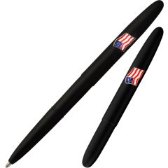 Matte Black Bullet Fisher Space Pen With American Flag Emblem